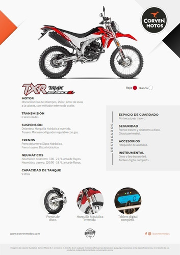 Corven Txr 250 L - 0 Km - No Gxr Ni Grf - Bonetto Motos