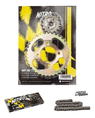 Kit Transmision Motos 110 Nitro Cadena Corona Piñon Teomotos