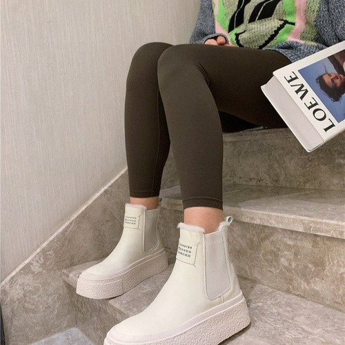 Botas De Nieve Cálidas De Algodón Con Forro Polar Para Mujer