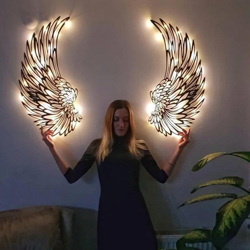 Decoración De Pared De De Ángel, Con Luces 45x22cm