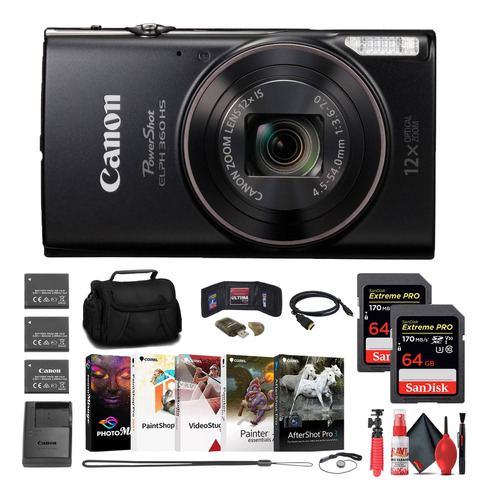Canon Powershot - Cámara Digital Elph 360 Hs (negro) (c001.
