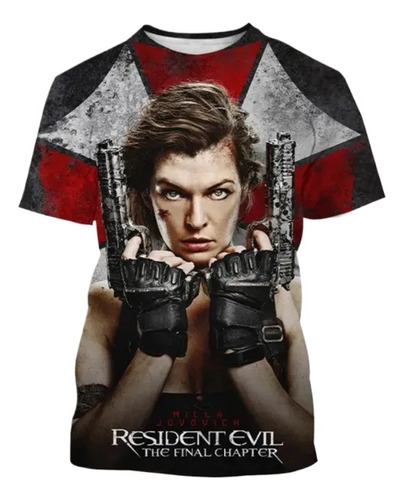 Camiseta De Manga Corta Con Estampado 3d Resident Evil Alice