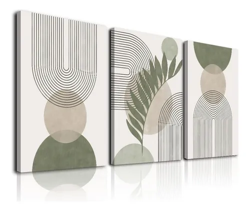 Conjunto De Arte De Pared Boho Verde Salvia, Minimalista Geo