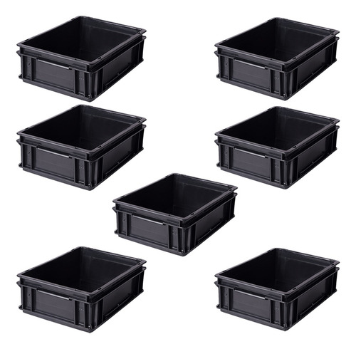 Kit 7 Contenedores Plásticos Cajón Apilable 4312a 40x30x12cm Color Negro