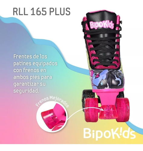 Imagen 5 de 7 de Patines Bota Simil Cuero Extensible Luces 4 Ruedas Unicornio