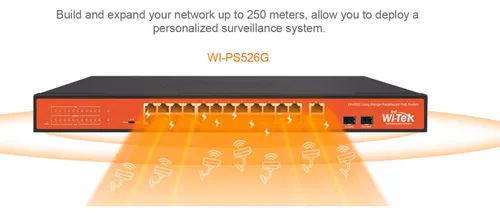 Switch 24 Poe + 2 Sfp Giga Fibra + 2 Rj45 Giga Cobre 250 Wat