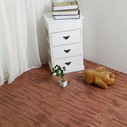 Imagen 2 de 10 de Piso Goma Eva Encastrable Alfombra Simil Madera 60x60x1cm