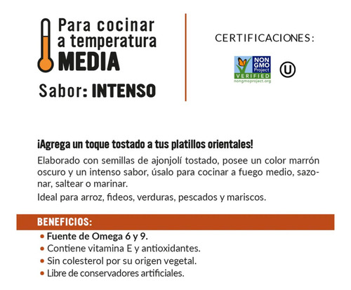 Aceite De Ajonjolí Tostado Ines 3.78lt Saludable Cocina