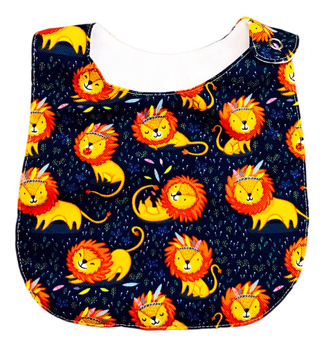 Kit 4 Baberos Para Bebé León De Algodón Impermeable Color Azul Talla Unitalla