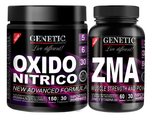 Arginina Oxido Nítrico Zinc Magnesio Vitaminas Zma Genetic 