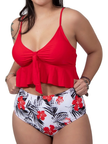 Bikini Tiro Alto Top Ruffle Colores