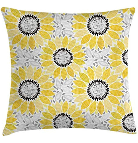 Ambesonne Yellow Throw Pillow Cushion Cover, Colorida Ilustr