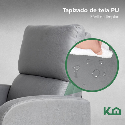 Sofá Reposet Reclinable Individual Tapizado De Tela Sillón Acolchado Color Gris Kingshouse