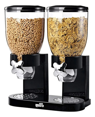 Dispensador De Cereales 2 En 1 Doble Negro Para 2kg