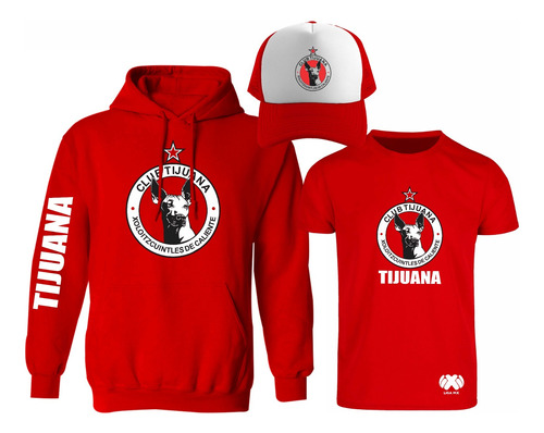 Kit Sudadera + Playera + Gorra Mod Xolos De Tijuana Liga Mx