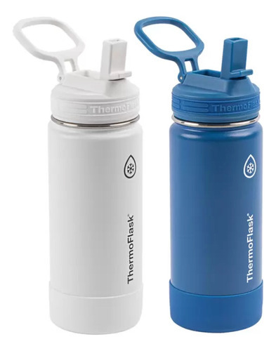 Termo Thermoflask 2 Unidades De 474ml 24hr Frio Blanco/azul