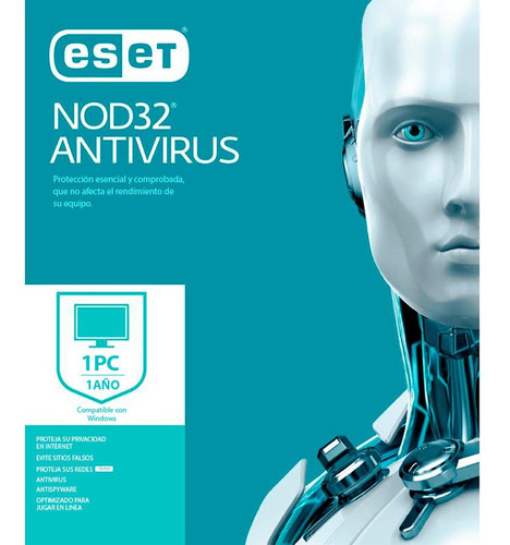 Imagen 1 de 3 de Eset Antivirus Nod32 1 Pc 1 Año- Digital