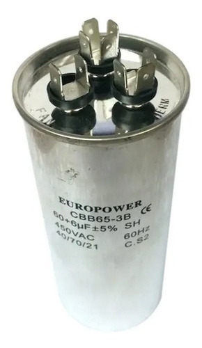 Imagen 2 de 2 de Capacitores De Marcha Para Aires 60+6 Uf Marca Europower