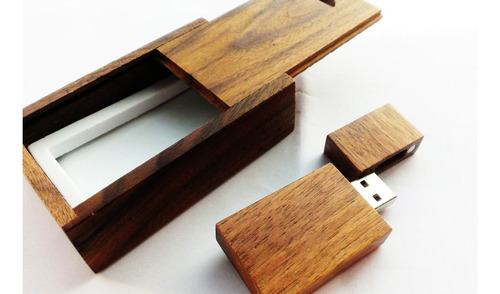 Memoria Usb 2.0 Madera Caja Regalo Nogal