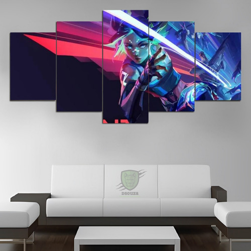 Quadro Decorativo 115x60 Valorant Neon Correndo 5pçs