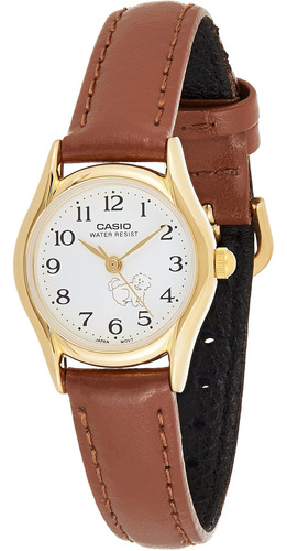 Reloj Casio Para Mujer Con Esfera Blanca Y Correa De Piel Lt