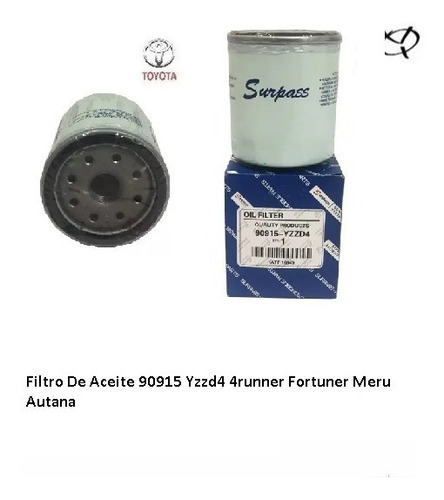 Filtro De Aceite 90915 Yzzd4 4runner Fortuner Meru Autana