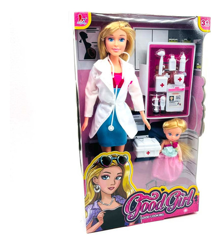 Muñeca Doctora Con Paciente Y Sus Accesorios