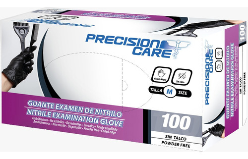 Guantes descartables Precision Care Examen color negro talle S de nitrilo x 100 unidades