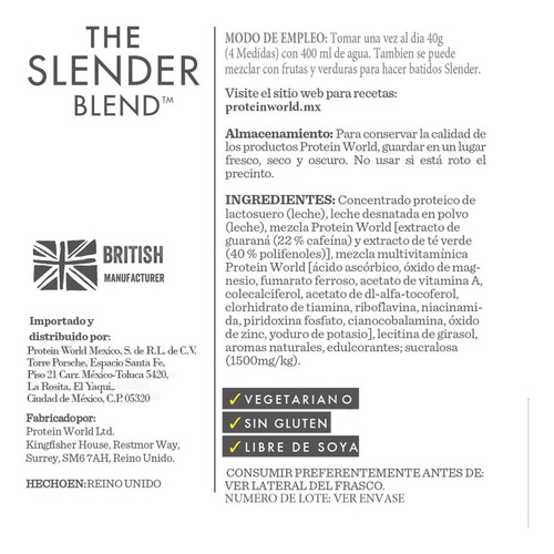 Imagen 8 de 8 de Proteína Slender Blend 1200g Varios Sabores