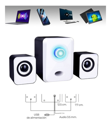 Imagen 2 de 4 de Bocina Usb 2.1 Altavoces 3.5mm Pc Laptop Celular Con Envío