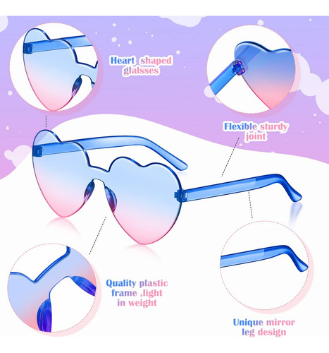 Frienda 8 Pares De Gafas De Sol En Forma De Corazón Para Muj