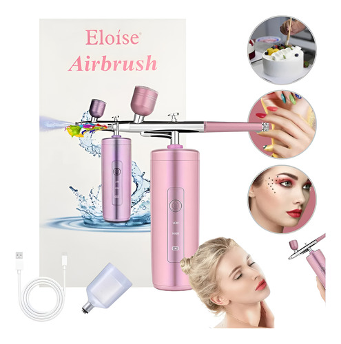 Aerógrafo Portátil Recargable Pulverizador P/uñas Multiusos Rosa