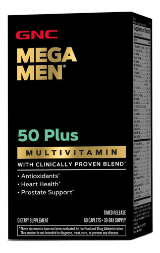 Suplemento Multivitamínico Gnc Mega Men 50 Plus 60 Comprimid