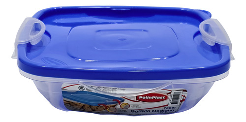 Hermético Cuadrado Bajo Tuper 1200 Ml Polinplast Color Azul