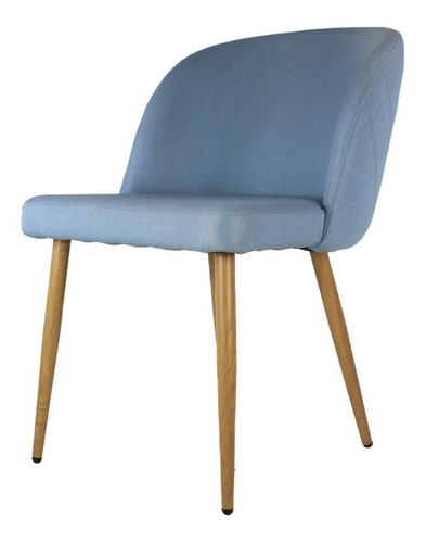 Set 2 Sillas Acojinadas Tapiz Tela Para Comedor O Sala Estructura de la silla Madera Asiento Azul Diseño de la tela Lino