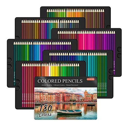 180 Lápices De Colores, Para Colorear Con 4 Sacapuntas,