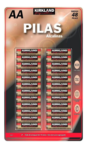 Kirkland Signature, Pilas Alcalinas Aa De 48 Piezas