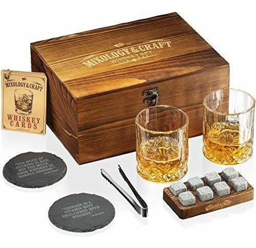 Set  De Piedras De Whisky Con Vaso Y Caja De Madera 