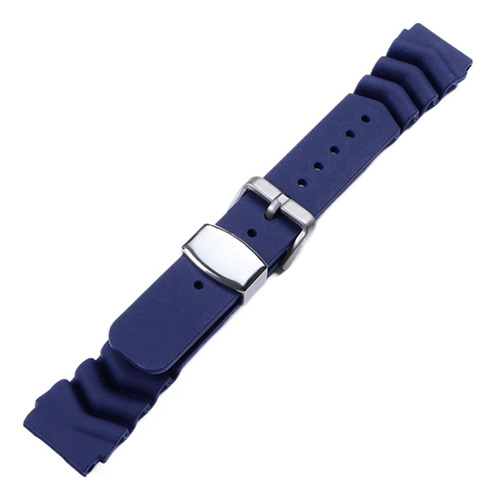 Malla Para Relojes Caucho Azul Presilla De Metal A 20mm