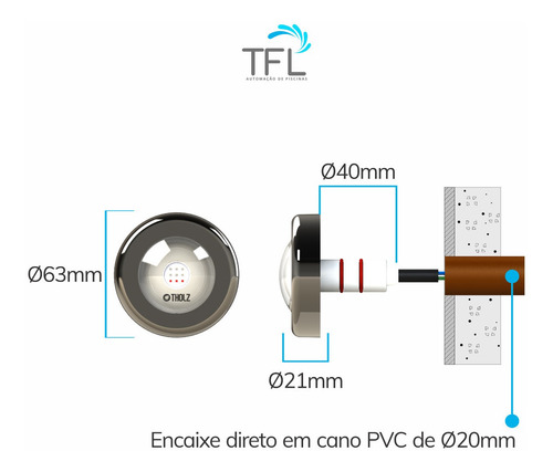 Kit Led Piscina - Contr Touch + 3 Leds Rgb 6w 10m Tholz