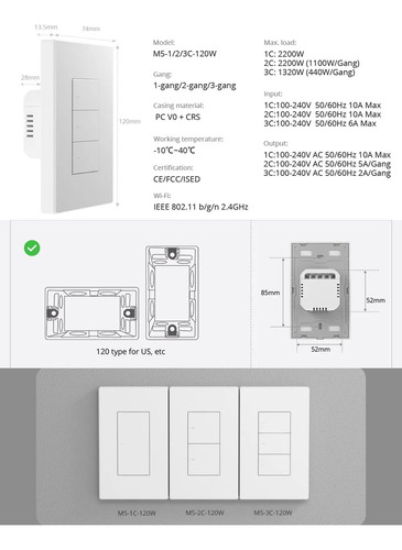Sonoff M5 Interruptor Matter Wifi 1 Botón App Alexa Google