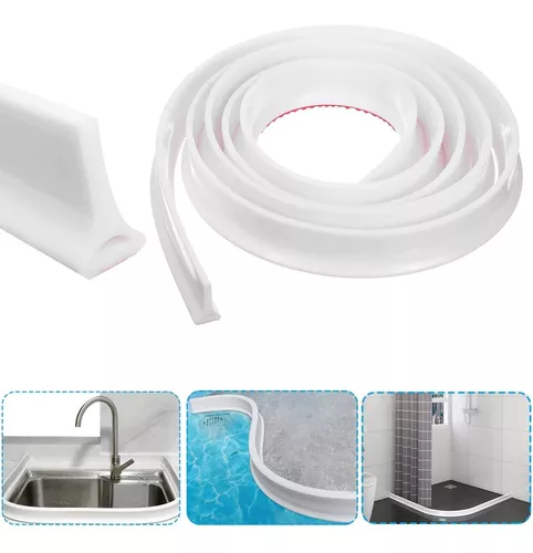 Barrera de ducha plegable blanca con umbral de agua, umbral de ducha de  baño, tira de tapón de agua de silicona para ducha, separación seca y  húmeda