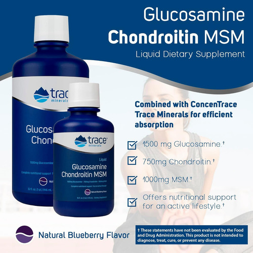 Trace Minerlas Glucosamina/condroitina/msm 16oz Arandano Sabor Sabor Arandano