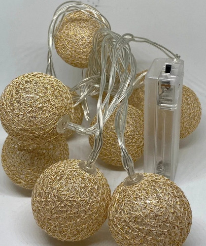 Imagen 8 de 10 de 10 Bolas Hilo Blanca Guirnalda Tira Led Calida A Pila Oferta