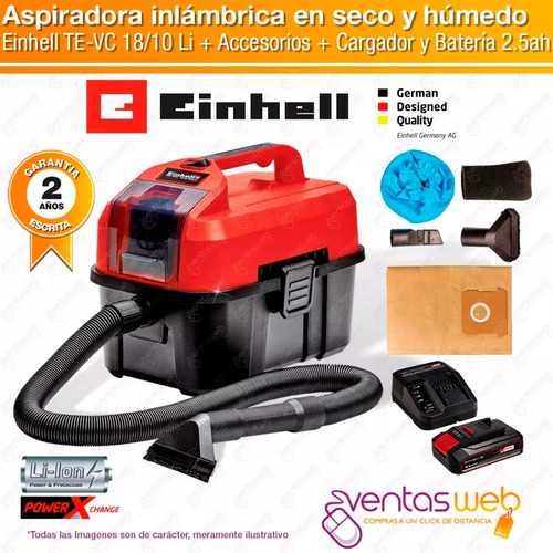 Imagen 2 de 6 de Aspiradora Inalambrica Polvo Agua Einhell Carg Bateria 18v