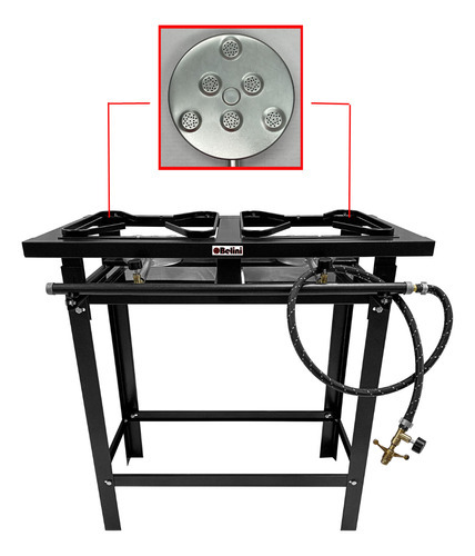 Fogão 2 Bocas 6 Chamas Caulim Industrial Resistente