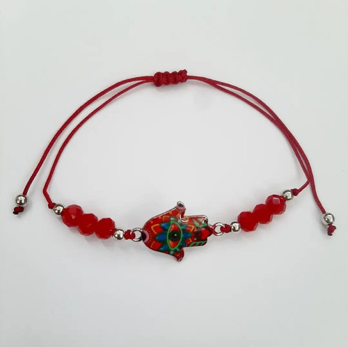 Pulsera Hamsa Bordo Proteccion Mano De Fátima Ojo Turco 