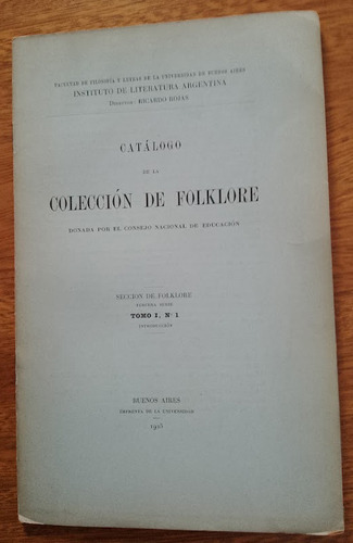 Folleto Catálogo De La Colección De Folklore  1925  