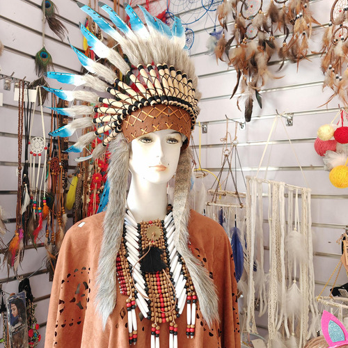 Sombrero Indio De Jefe Americano, De Plumas, Accesorios Para