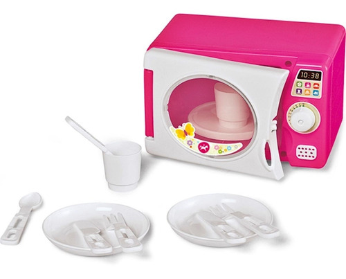 Horno microondas con sonido para niños, cocina, color rosa